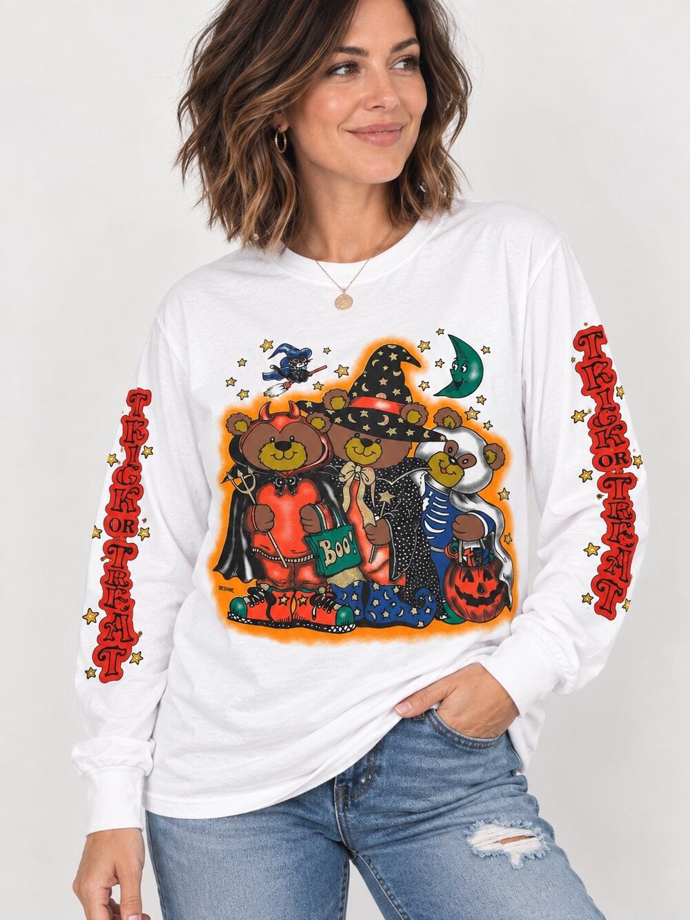 Vintage 90s Freeze long sleeve graphic t-shirt Halloween trick or treat bears